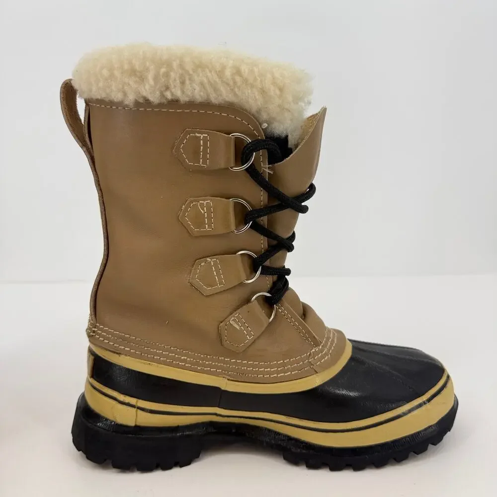 Vintage Sorel Caribou Boots Womens 8 Mens 6 Kaufman Canada Wool Lined Maple Leaf